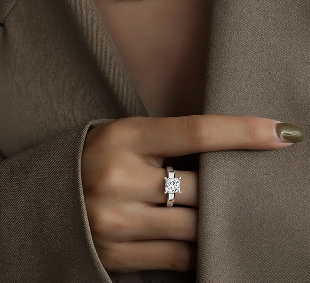 Princess Cut Lab Diamond Solitaire Engagement Ring