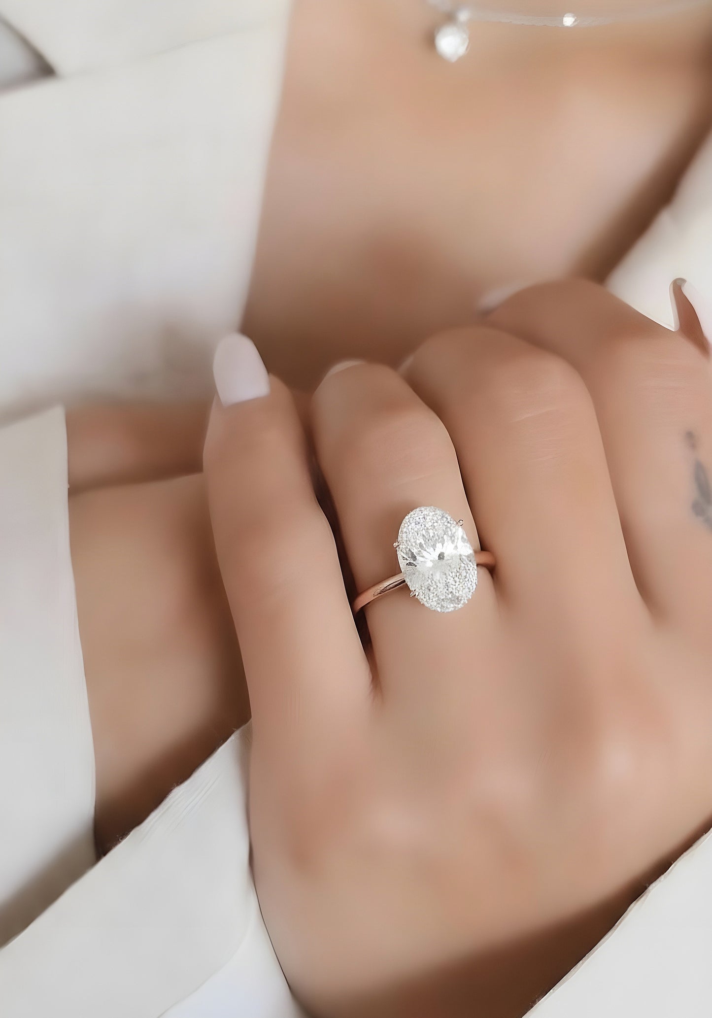 Solitaire Lab Grown Oval Cut Diamond Engagement Ring