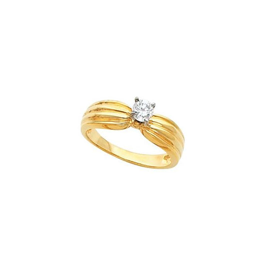 18K Yellow Gold Round Diamond Ring With Peg Shank