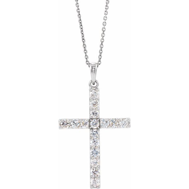 14K Yellow 1/8 CTW Lab-Grown Diamond Cross Pendant