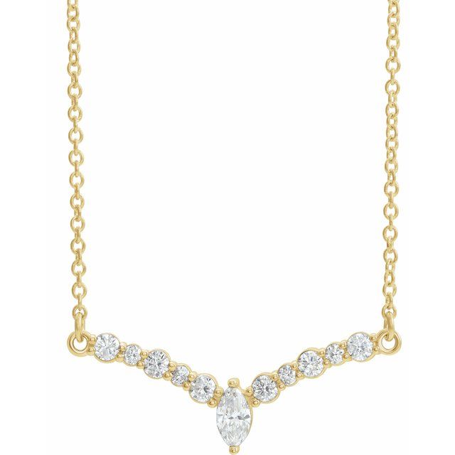 14K White 1/3 CTW Natural Diamond V 16" Necklace