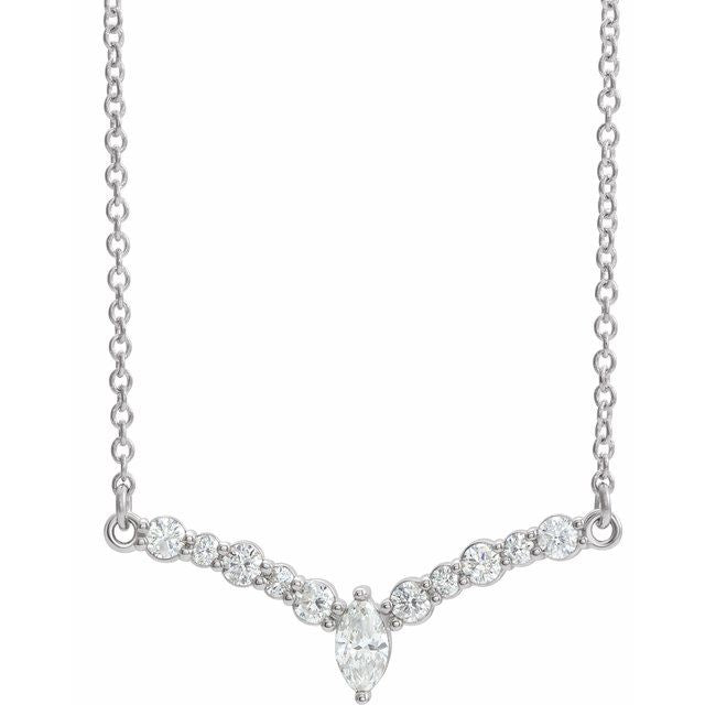 14K White 1/3 CTW Natural Diamond V 16" Necklace