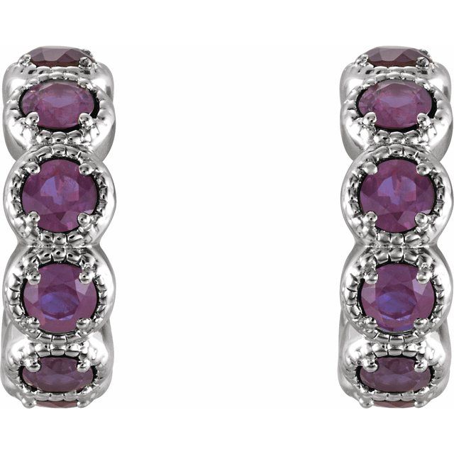 14K White Lab-Grown Alexandrite Hoop Earrings