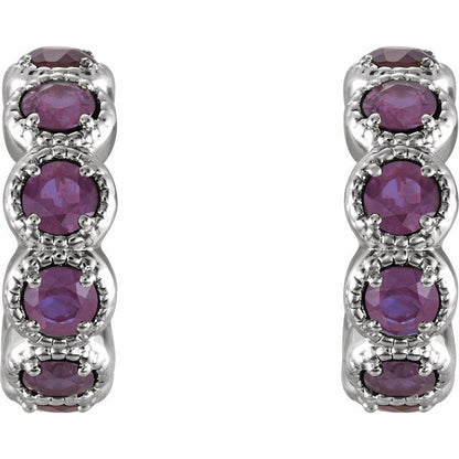 14K White Lab-Grown Alexandrite Hoop Earrings