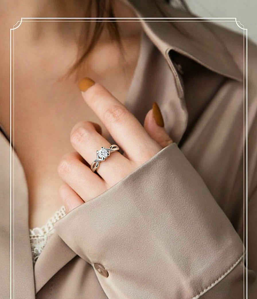 Lab Grown Round Diamond Solitaire Split Shank Ring