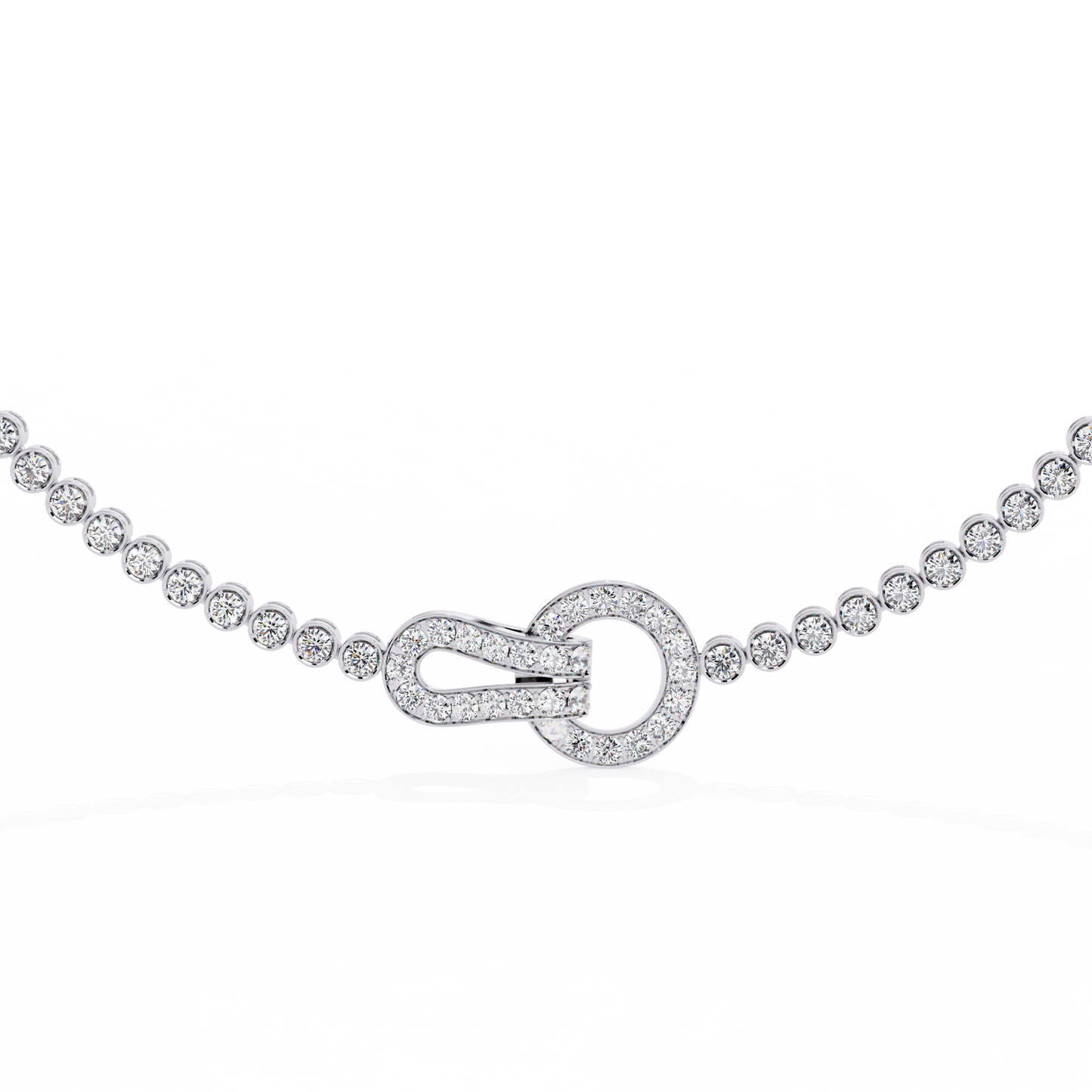 6.42 Ct,10k White Solid Gold Fancy Round Cut Lab Grown& Natural Prong Set Wedding Diamond Necklace - HIGHCARAT DIAMONDS