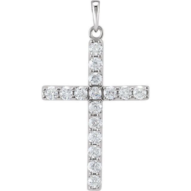 14K Yellow 1/8 CTW Lab-Grown Diamond Cross Pendant