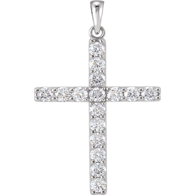 14K Yellow 1/8 CTW Lab-Grown Diamond Cross Pendant