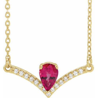 14K White Lab-Grown Ruby & .06 CTW Natural Diamond 16" Necklace