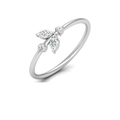 10K Gold Labgrown Diamond Marquise and Round Cut Engagement Ring Affordable Party Band