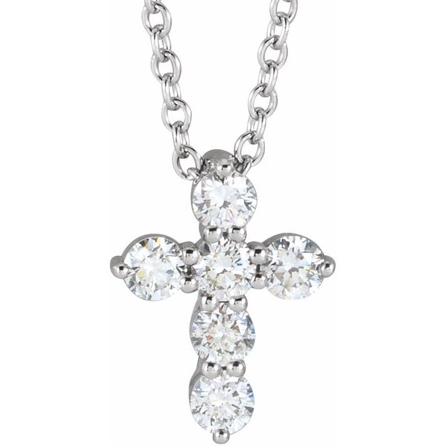 14K Yellow 1/4 CTW Lab-Grown Diamond Cross Pendant