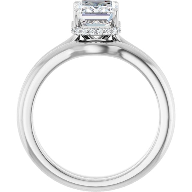 Emerald Cut Lab Diamond Hidden Halo Ring