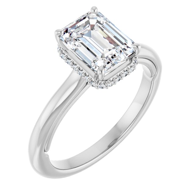 Emerald Cut Lab Diamond Hidden Halo Ring