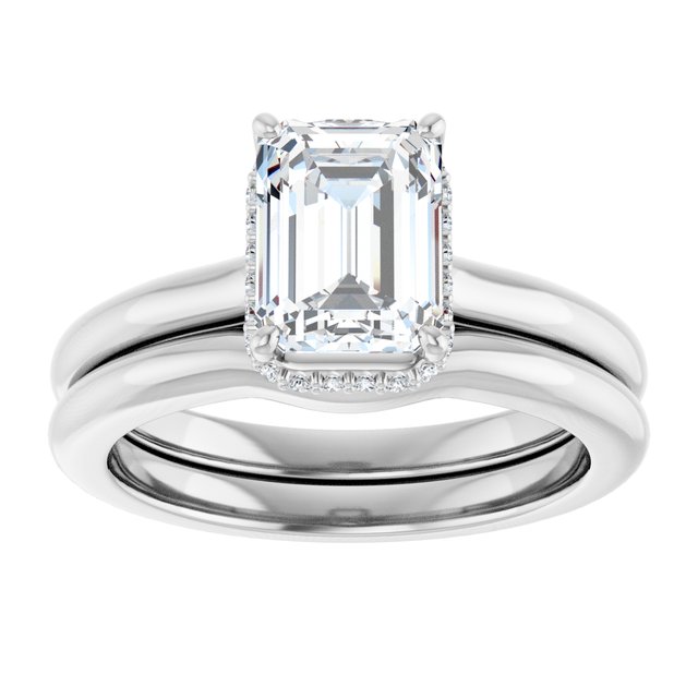 Emerald Cut Lab Diamond Hidden Halo Ring