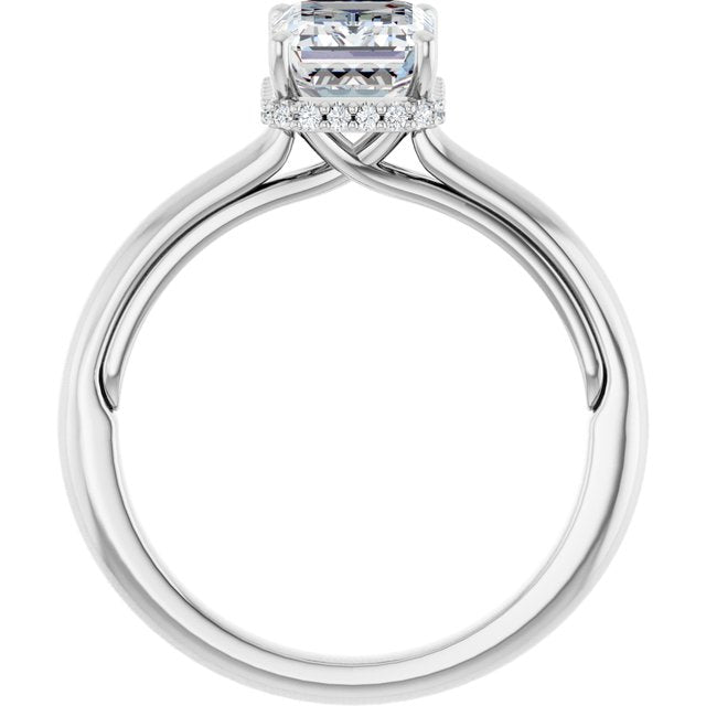 Emerald Cut Lab Diamond Hidden Halo Ring