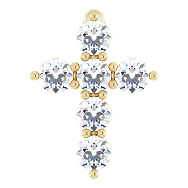 14K Yellow 1/4 CTW Lab-Grown Diamond Cross Pendant