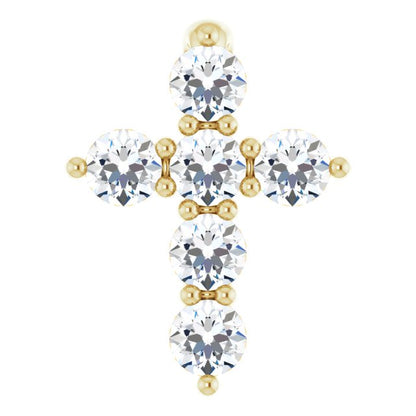 14K Yellow 1/4 CTW Lab-Grown Diamond Cross Pendant