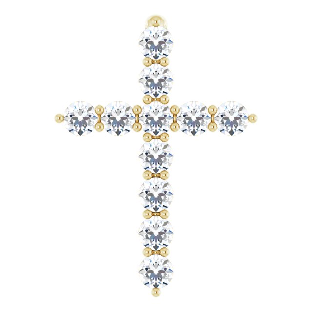 14K Yellow 1/4 CTW Lab-Grown Diamond Cross Pendant