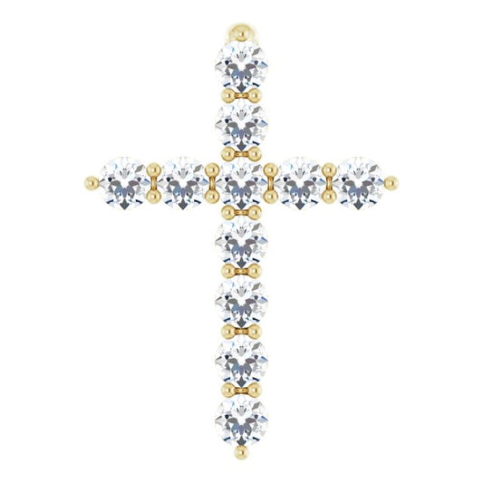 14K Yellow 1/4 CTW Lab-Grown Diamond Cross Pendant