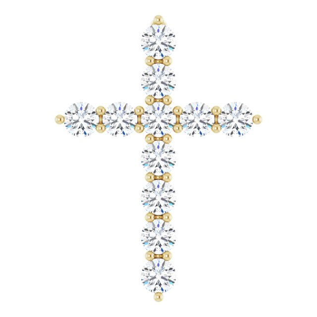 14K Yellow 1/4 CTW Lab-Grown Diamond Cross Pendant