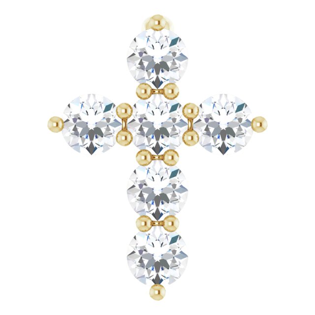 14K Yellow 1/4 CTW Lab-Grown Diamond Cross Pendant
