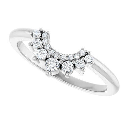 14K White 1/6 CTW Lab-Grown Diamond Contour Band