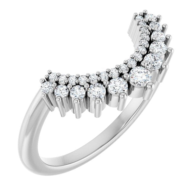 14K White 1/6 CTW Lab-Grown Diamond Contour Band