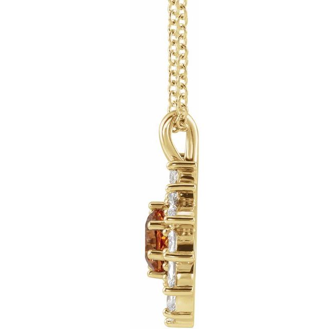 14K Yellow Lab-Grown Ruby & 1/2 CTW Natural Diamond Halo-Style Pendant