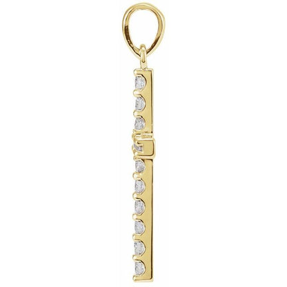14K Yellow 1/8 CTW Lab-Grown Diamond Cross Pendant