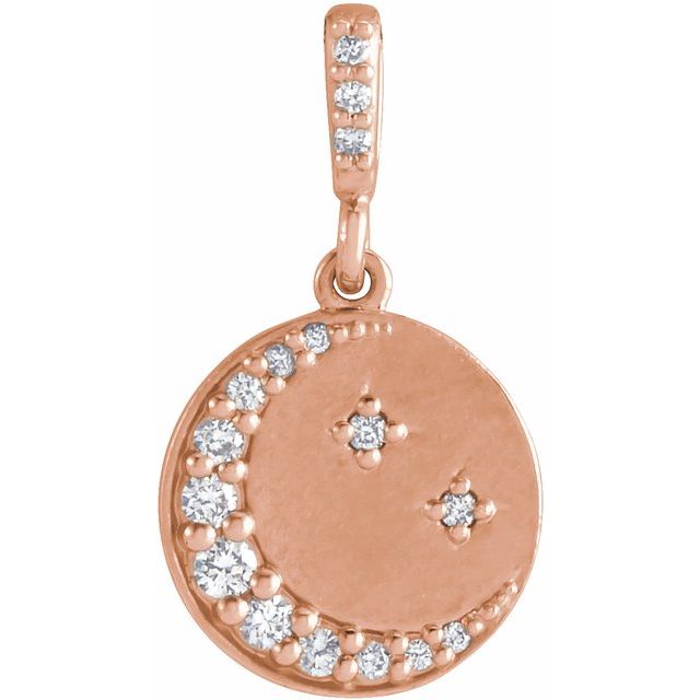 14K Yellow 1/10 CTW Natural Diamond Crescent Moon Pendant