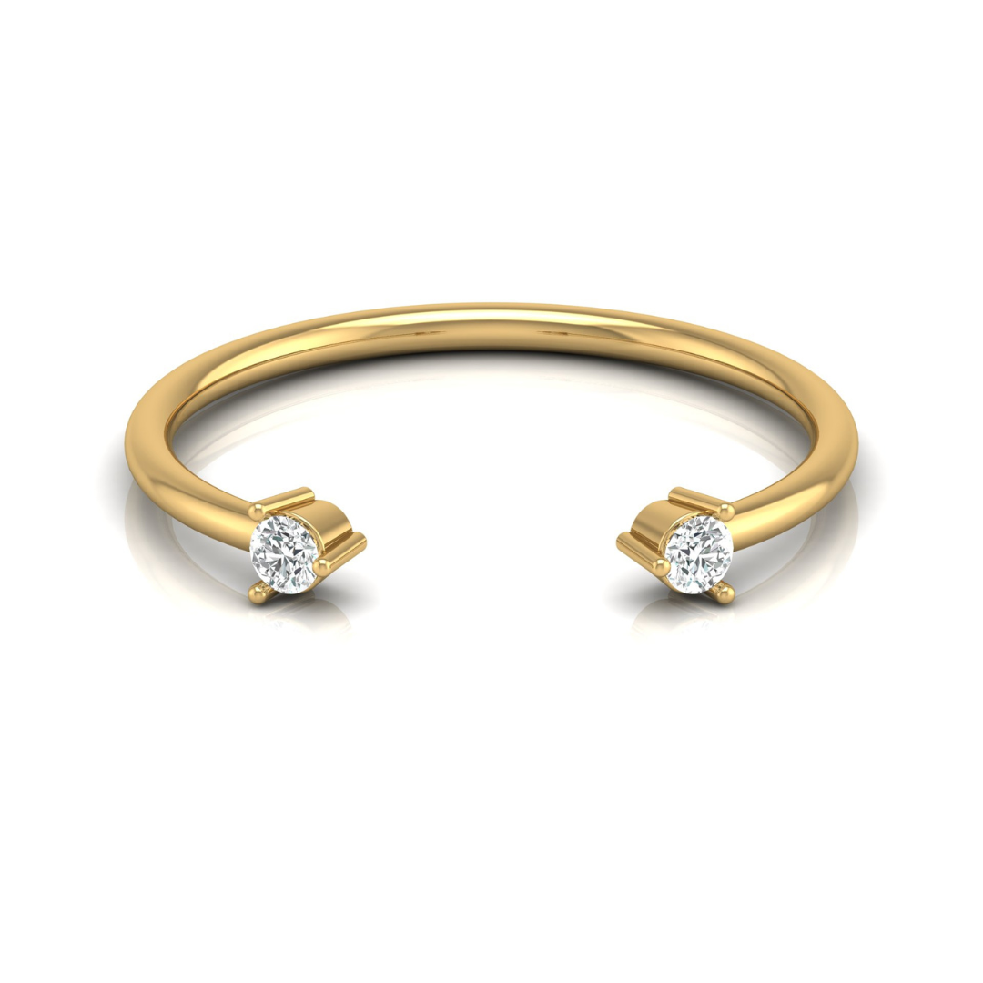 Personalized Open Cuff Round Cut Diamond Ring Lab-Grown & Natural Diamonds in 14K Solid Gold