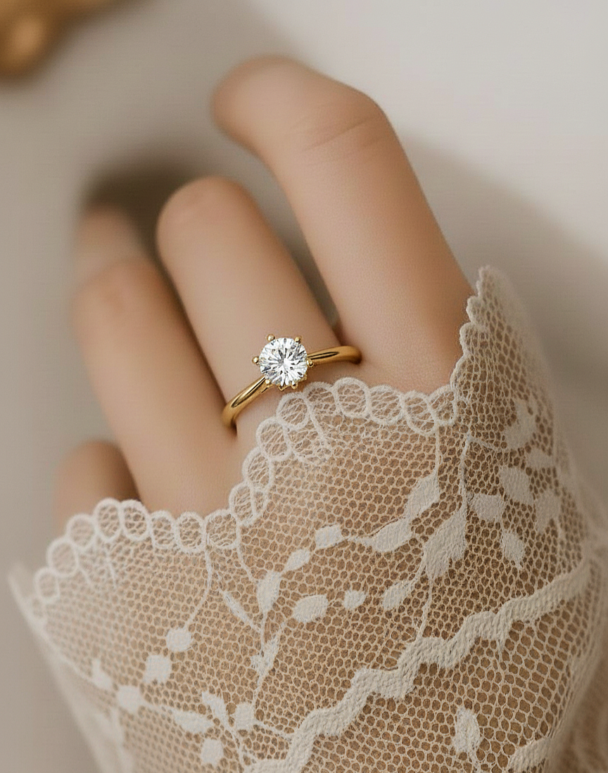 Lab grown Round Cut Diamond Engagement Ring