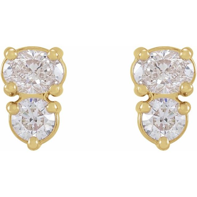 14K White 1/2 CTW Lab-Grown Diamond Two-Stone Earrings