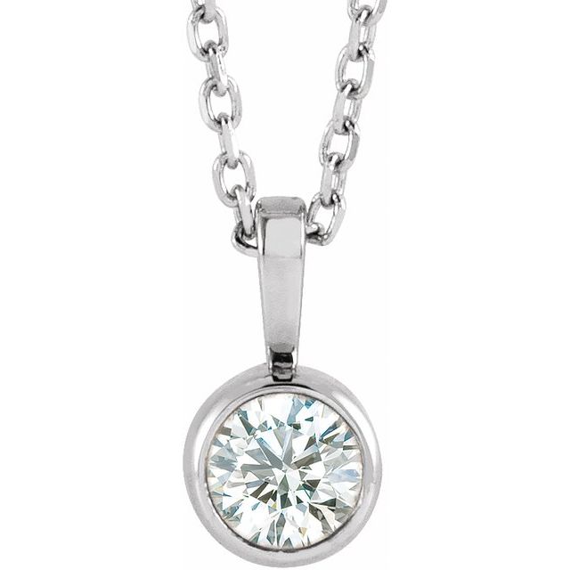 14K Yellow 1/4 CT Lab-Grown Diamond Bezel-Set Solitaire 16-18" Necklace