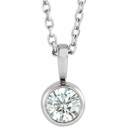 14K Yellow 1/4 CT Lab-Grown Diamond Bezel-Set Solitaire 16-18" Necklace