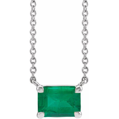 14K Yellow Lab-Grown Emerald 18" Necklace
