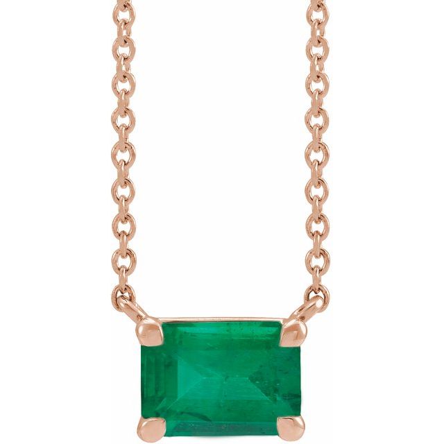 14K Yellow Lab-Grown Emerald 18" Necklace