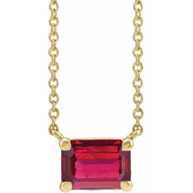 14K White Lab-Grown Ruby 18" Necklace