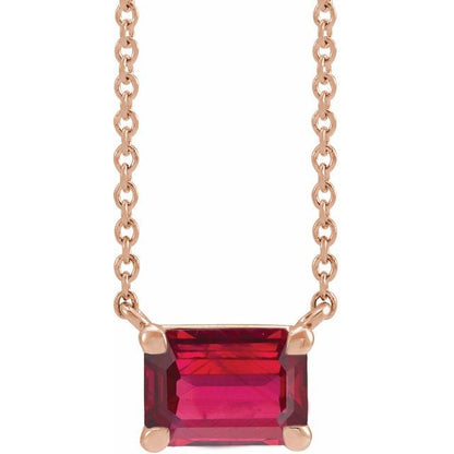 14K White Lab-Grown Ruby 18" Necklace