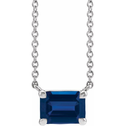 14K Yellow Lab-Grown Blue Sapphire 18" Necklace