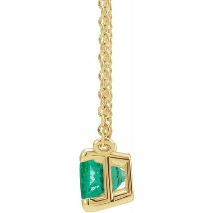 14K Yellow Lab-Grown Emerald 18" Necklace