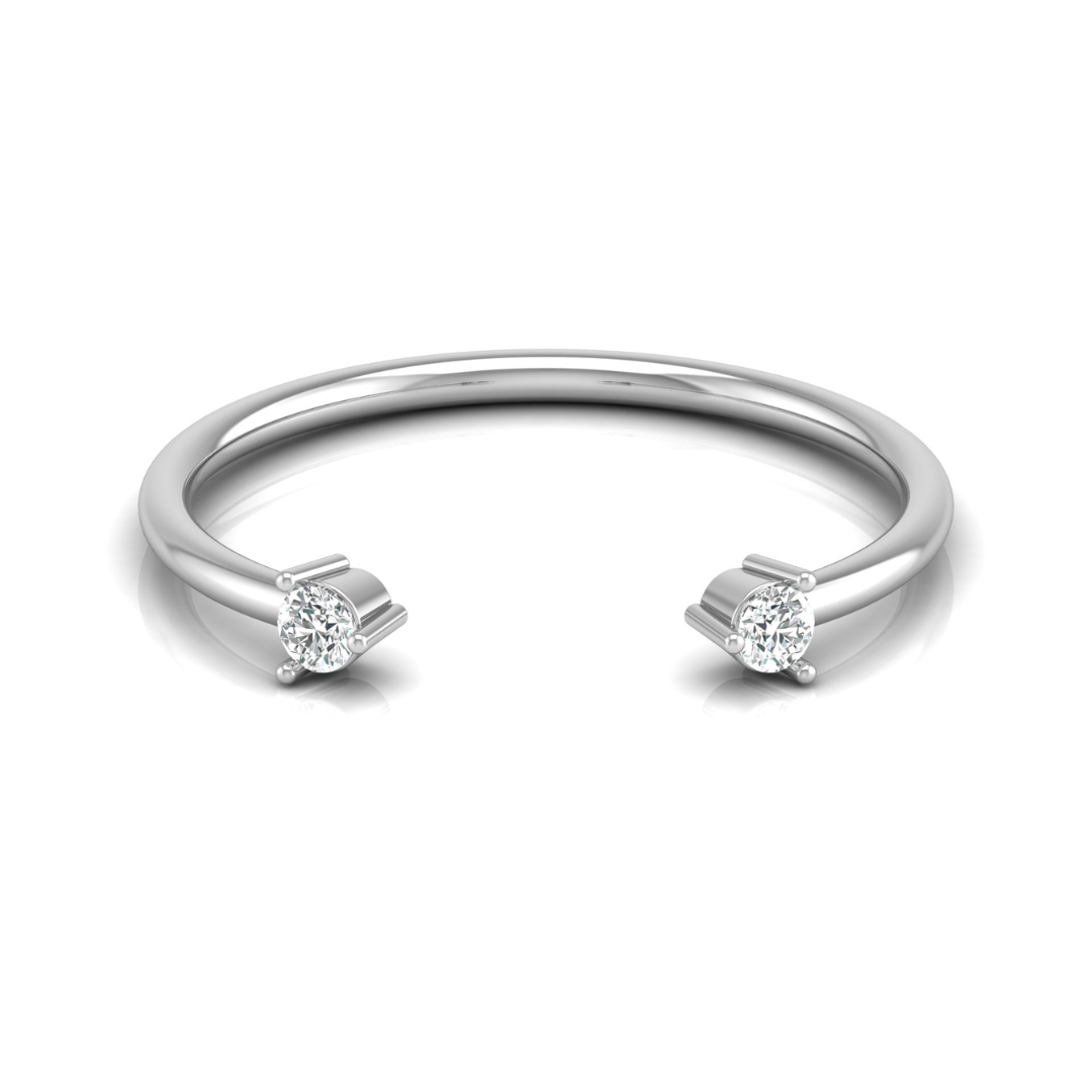 Personalized Open Cuff Round Cut Diamond Ring Lab-Grown & Natural Diamonds in 14K Solid Gold