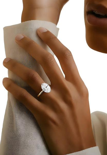 Solitaire Lab Grown Oval Cut Diamond Engagement Ring