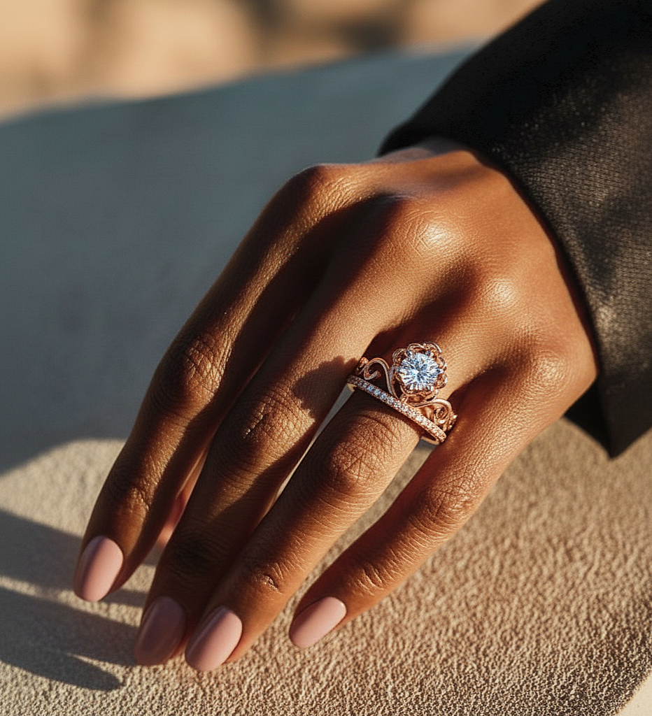 Solitaire Round Cut Diamond Channel Set Antique Hand Crafted Stunning Dainty Engagement Ring