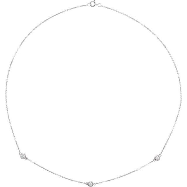 14K Yellow 1/5 CTW Lab-Grown Diamond 3-Station 18" Necklace