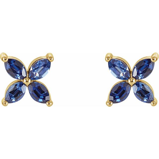 14K Yellow Lab-Grown Blue Sapphire Earrings