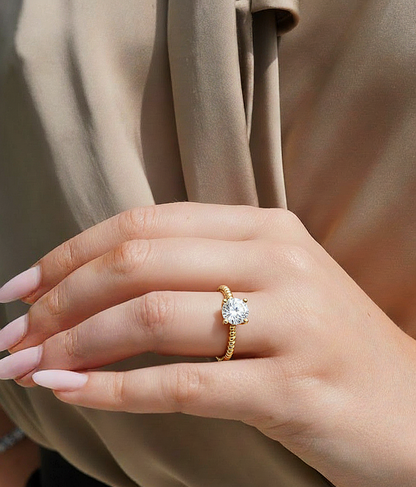 Solitaire Round Cut Lab Grown Diamond Vintage Delicate Prong Set Dainty Engagement Ring