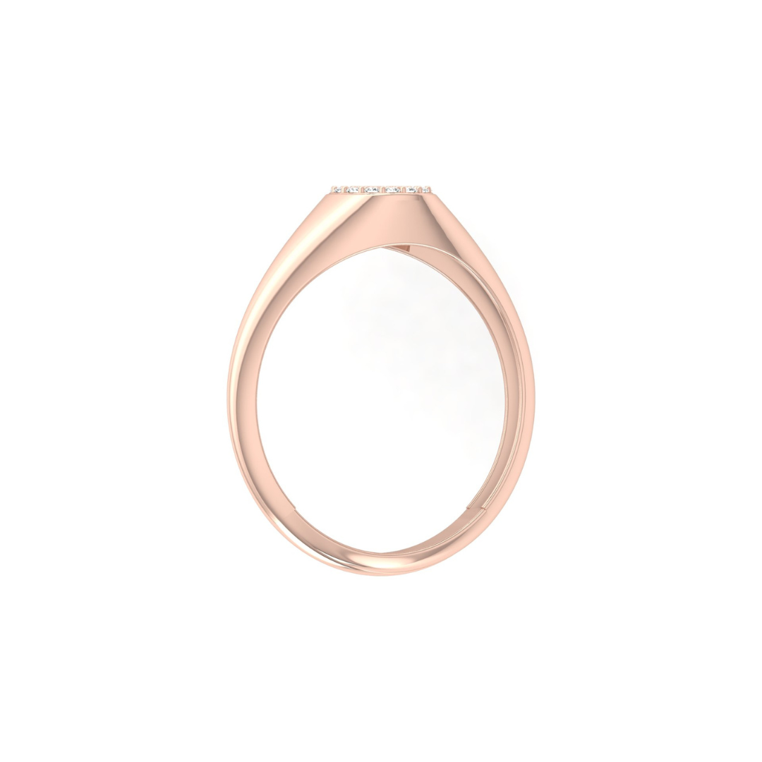 Pave Diamond Circle Signet Ring for Women's Modern Minimalist Ring in 14K Solid Gold