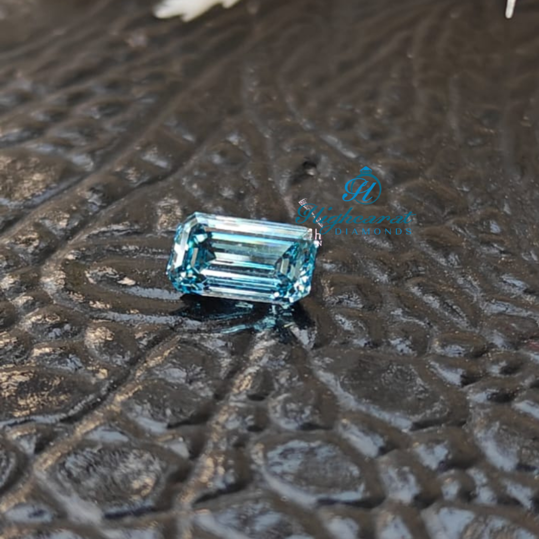 Elegant Emerald Cut Blue Fancy Loose Diamond Vintage Diamond Use For Custom Jewelry - HIGHCARAT DIAMONDS