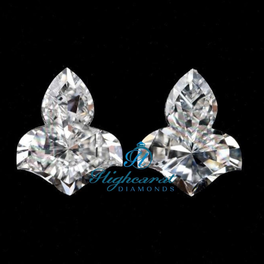 leaf Shape Lab Grown Antique Cut Sparkling Diamond For Earrings Pair & Pendant - HIGHCARAT DIAMONDS